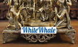White Whale Brass Radiant Rambhadraya Darbar (Chamber of Lord Ram) with Lord Hanuman & Lakshman Revering their Lord Ram
