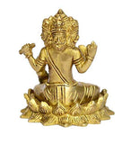 White Whale Brass Brahma Sitting on Lotus Statue Hindu Religion God Sculpture Idol Statue Murti