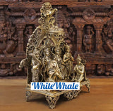 White Whale Brass Radiant Rambhadraya Darbar (Chamber of Lord Ram) with Lord Hanuman & Lakshman Revering their Lord Ram