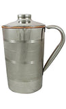 White Whale Pure Copper Luxury Jug (Outside Steel Jug ) with glasses, capacity 2100 ml.