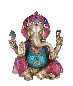 White Whale Brass Ganesha Statue Sitting On Jhula | Swing Ganesh | God of Good Luck | Large Size Ganesha | Lord Vinayaka | Ganapati