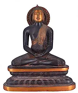White Whale Brass Buddha Statue Murti for Home Decor Entrance Office Table Living Room Meditation Luck Gift Feng Shui Home Décor