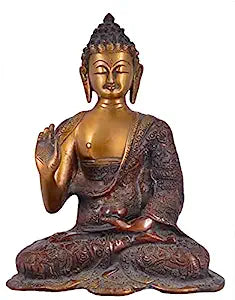 White Whale Brass Buddha Statue Yoga Murti for Home Decor Entrance Office Table Living Room Meditation Luck Gift Feng Shui