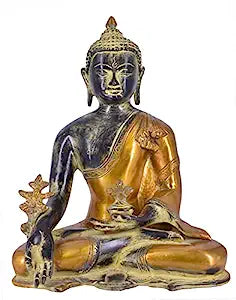 White Whale Brass Buddha Statue Murti for Home Decor Entrance Office Table Living Room Meditation Luck Gift Feng Shui Home Décor