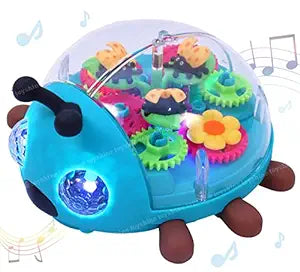 White Whale Transparent Bump and Go Ladybug with 3D Lightning, Moving Gears and Music | Birthday Toy Gift for 2-5 Year Old Boy, Girl, Baby