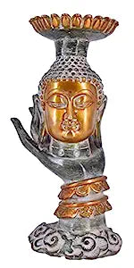 White Whale Brass Buddha Statue Murti for Home Decor Entrance Office Table Living Room Meditation Luck Gift Feng Shui Home Décor