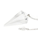 White Whale Natural Gemstone Rock Crystal Hexagonal Pointed Reiki Chakra Pendant Pendulum