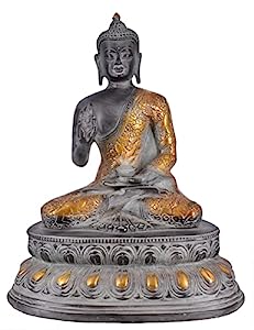 White Whale Brass Buddha Statue Murti for Home Decor Entrance Office Table Living Room Meditation Luck Gift Feng Shui Home Décor