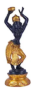 White Whale Brass Dancing Apsara Lady Statue Idol Showpiece for Home Decor