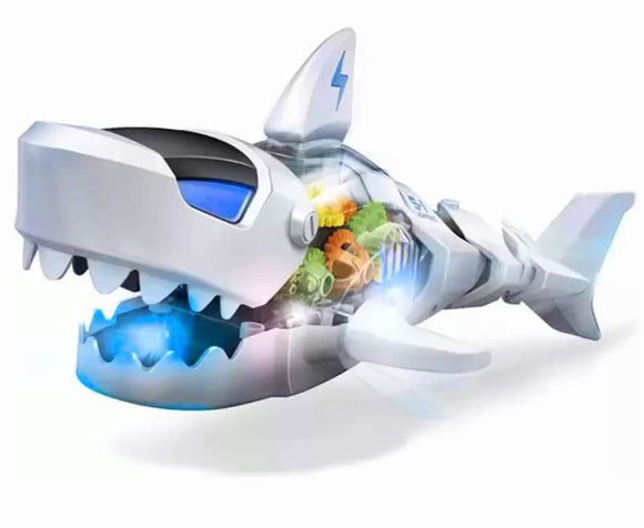 White Whale Light & Sound Educational Gear Concept Shark Bump and Go Sea Animal Model Movable Electric Shark Toy, Runs on Ground.