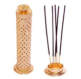 White Whale Safety Agarbatti Stand with Dhoop Holder on Top Gold Plated