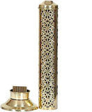 White Whale Brass Jali Akhand Jyoti Deep with Stand & Agarbatti Stand Safety Incense Holder with Ash Catcher