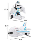 White Whale Bump and Go Transforming Aircraft to Robot Toy with 3D Light & Sound, Battery Operated Musical Aeroplane Robot Toy for Kids Toddlers Airplane Boing Robot Toy - Airbus Robot Toy(Assorted)