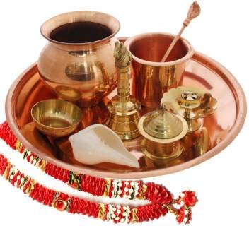 White Whale Indian Special Brass Pooja Thali Set for Pooja Decorative Complete Occasional