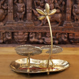 White Whale Brass Elegant Lily Pond Urli / Service Stand for Decoration - High End Decor