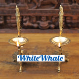 White Whale Brass Peacock Phoolwari Lamps (Diyas)  | Temple Diyas