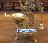 White Whale Brass Peacock Phoolwari Lamps (Diyas)  | Temple Diyas
