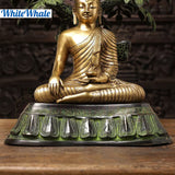 White Whale Brass Brahmi Vriksha Guatama (Lord Buddha Under a Divine Tree) Holding a Bowl of Elixir-Original Handmade
