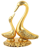 White Whale Aluminum Beautiful Swan with Baby swan Home Decorative/Showpiece for Home Office Shop Hotel Kitchen (Golden, 9.5 X 15.5)