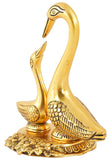 White Whale Aluminum Beautiful Swan with Baby swan Home Decorative/Showpiece for Home Office Shop Hotel Kitchen (Golden, 9.5 X 15.5)