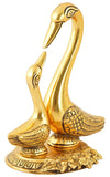 White Whale Aluminum Beautiful Swan with Baby swan Home Decorative/Showpiece for Home Office Shop Hotel Kitchen (Golden, 9.5 X 15.5)