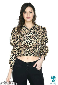 Whitewhale Women's Crepe Animal Printed Full Sleeves Tops