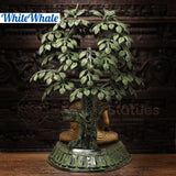 White Whale Brass Brahmi Vriksha Guatama (Lord Buddha Under a Divine Tree) Holding a Bowl of Elixir-Original Handmade