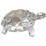 White Whale Glass Chinese Feng Shui Turtle Statue Wish Fulfilling Tortoise With Plate Collectible Ornament Vastu Shastra Living Remedy, Wealth, Money, Health, Good Luck Decoration Lucky Charm Clear