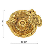 White Whale Metal Laxmi Ganesh Saraswati Idol, 14 cm x 26 cm x 5 cm, Gold