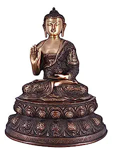 White Whale Brass Buddha Statue Murti for Home Decor Entrance Office Table Living Room Meditation Luck Gift Feng Shui Home Décor