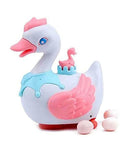 White Whale Battery Operated Bump and Go Walking Swan Eggs Laying Swan Cygnet Toy with Lights Sound Music for Kids Boys Girls(Assorted)