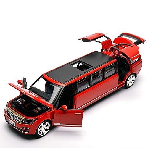 White Whale Model Cars Stretch Land Range Rover with Light and Sound Operable Doors Pull Alloy Toy Wheels