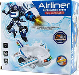 White Whale Bump and Go Transforming Aircraft to Robot Toy with 3D Light & Sound, Battery Operated Musical Aeroplane Robot Toy for Kids Toddlers Airplane Boing Robot Toy - Airbus Robot Toy(Assorted)