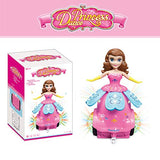 White Whale Musical Toys 360 Degrees Rotating Dancing Princess Doll with 3D Flashing Lights & Sound -Plastic,Pink(Pack of 1)