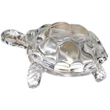 White Whale Glass Chinese Feng Shui Turtle Statue Wish Fulfilling Tortoise With Plate Collectible Ornament Vastu Shastra Living Remedy, Wealth, Money, Health, Good Luck Decoration Lucky Charm Clear