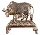 White Whale Large Gold Elegant Kamdhenu Cow and Calf Brass Statue Spiritual Showpiece