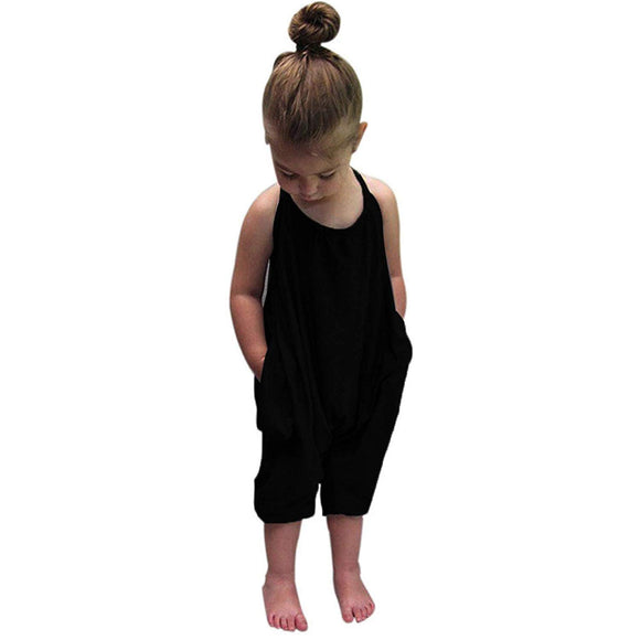 Whitewhale Baby Summer Jumpsuits for Girls Kids Cute Backless Harem Strap Romper Jumpsuit Toddler Pants