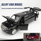 White Whale Model Cars Stretch Land Range Rover with Light and Sound Operable Doors Pull Alloy Toy Wheels