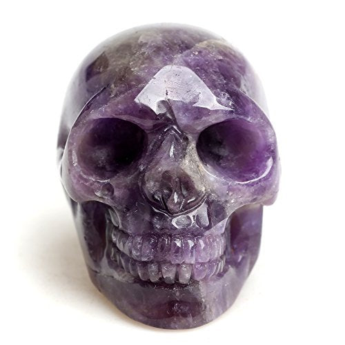 White Whale Healing Crystal Stone Amethyst Human Reiki Skull Figurine Statue Sculptures