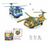 White Whale Battery Operated Transparent Gear Transporter Helicopter Airplane Vehicle Toy for Kids|Boys|Girls with Lights, Music and Bump & Go Mode (Color-as per Availability).