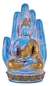 White Whale Brass Buddha Statue Murti for Home Decor Entrance Office Table Living Room Meditation Luck Gift Feng Shui Home Décor
