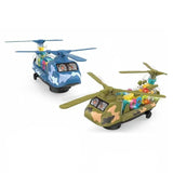 White Whale Battery Operated Transparent Gear Transporter Helicopter Airplane Vehicle Toy for Kids|Boys|Girls with Lights, Music and Bump & Go Mode (Color-as per Availability).