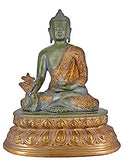White Whale Brass Buddha Statue Murti for Home Decor Entrance Office Table Living Room Meditation Luck Gift Feng Shui Home Décor