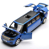 White Whale Model Cars Stretch Land Range Rover with Light and Sound Operable Doors Pull Alloy Toy Wheels