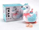 White Whale Battery Operated Bump and Go Walking Swan Eggs Laying Swan Cygnet Toy with Lights Sound Music for Kids Boys Girls(Assorted)