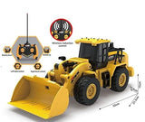White Whale Remote Control Bulldozer Rechargeable 6 Channel Full Functional Rc Truck Tractor 2.4G Toy Construction Truck with Lights & Sound