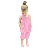 Whitewhale Baby Summer Jumpsuits for Girls Kids Cute Backless Harem Strap Romper Jumpsuit Toddler Pants