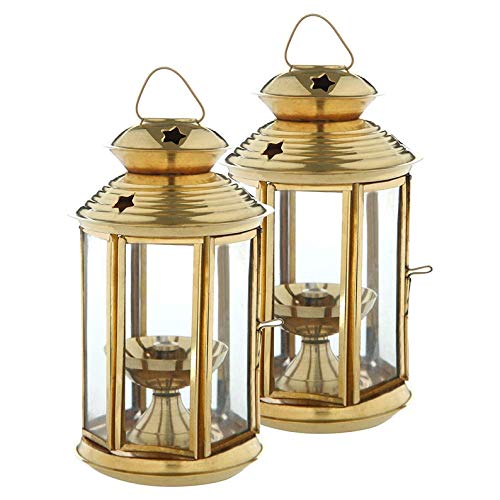 White Whale Metallic India Brass Lantern Akhand Diya