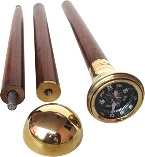 White Whale Compass Walking Stick - Men Derby Canes and Wooden Walking Stick for Men and Women - 37