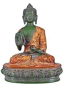 White Whale Brass Buddha Statue Murti for Home Decor Entrance Office Table Living Room Meditation Luck Gift Feng Shui Home Décor